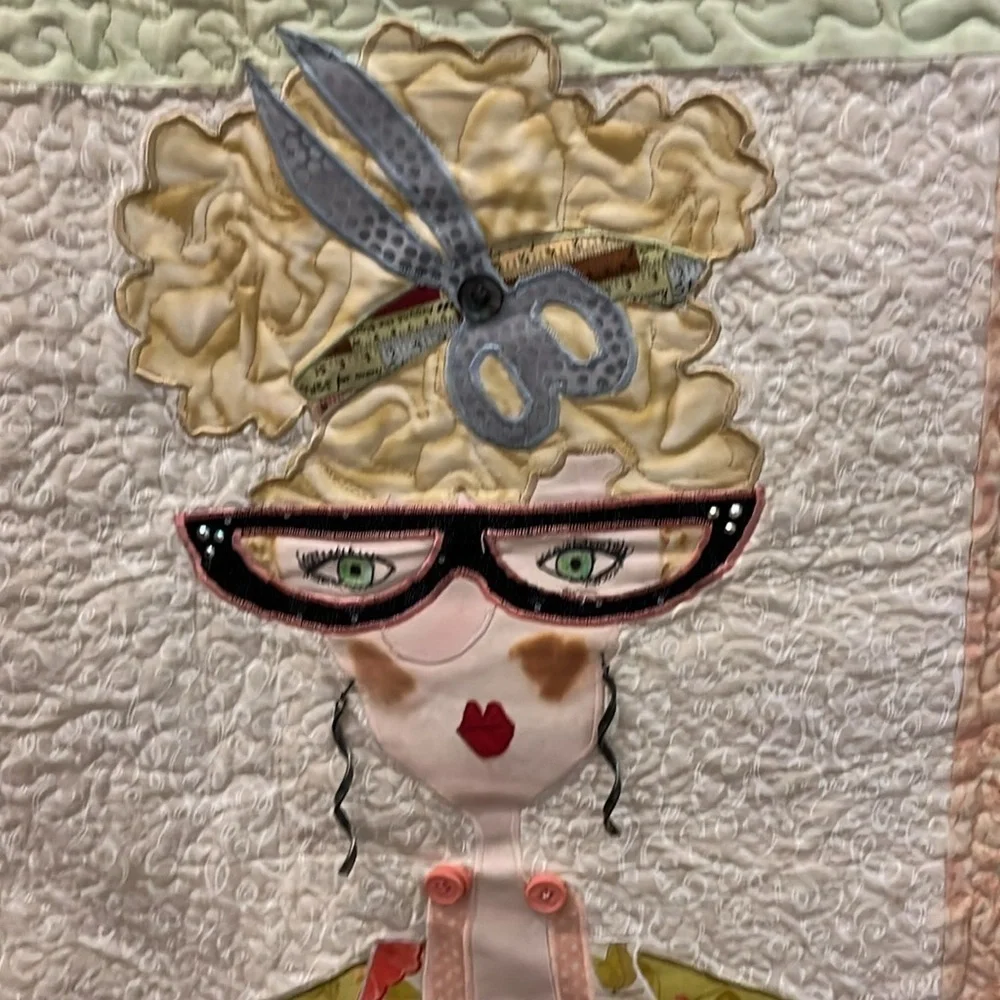 Completed Quilt Diva Wall Hanging Decor Amy Bradley Patchwork Appliqué 51” x 28”